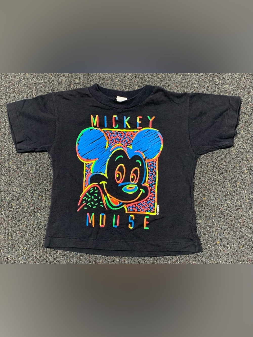 Vintage 80s 90s Mickey Mouse neon puffy print  child shirt